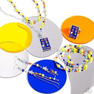 Colorful Beaded Jewelry Set - Yellow, Blue & Orange
